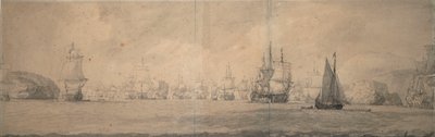 Os navios holandeses da Índia navegam em direção a Bok op Raa (Bjaelkero), 25 de agosto-4 de setembro de 1665 de Willem van de the Elder Velde