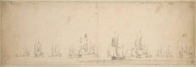 A frota holandesa antes da batalha de Lowestoft, maio-junho de 1665 de Willem van de the Elder Velde