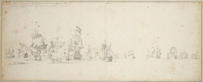 A esquadra da Frísia deitada ao largo da costa da Escócia de Willem van de the Elder Velde