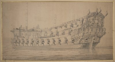 O "York", c.1674 (grafite, lavagem a cinzento) de Willem van de the Elder Velde
