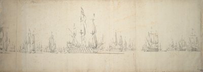 Véspera da batalha de Lowestoft, 2-12 de junho de 1665 de Willem van de the Elder Velde