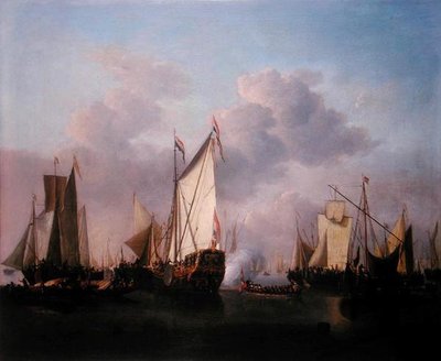 Um iate dos Estados Unidos e outros Navios num ar muito leve, c.1655 (óleo sobre tela) de Willem van de Velde the Younger