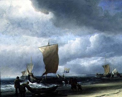 Barcos de Pesca Vindos de Terra (óleo sobre tela) de Willem van de Velde the Younger