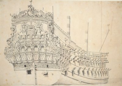 Porträt eines französischen Zweideckers. Gebaut in Holland 1666-1667, ca. 1667 von Willem van de Velde the Younger