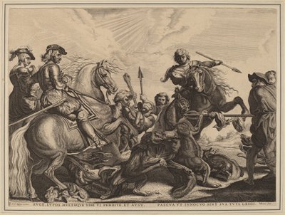 A caça ao lobo de Willem van der Leeuw after Sir Peter Paul Rubens