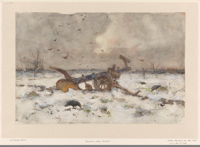 Arado no campo nevado de Willem van der Nat