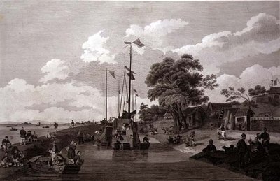 Vista do Lago Pao-Yng, onde está separado do Grande Canal por um aterro de terra, gravado por William (1747-1810) e Elizabeth Ellis, pub. por G. Nicol de William (after) Alexander