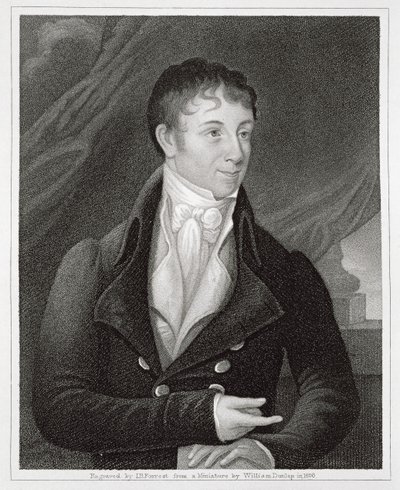 Retrato de Charles Brockden Brown (1771-1810), gravada por John B. Forrest (1814-70) (gravura) de William (after) Dunlap