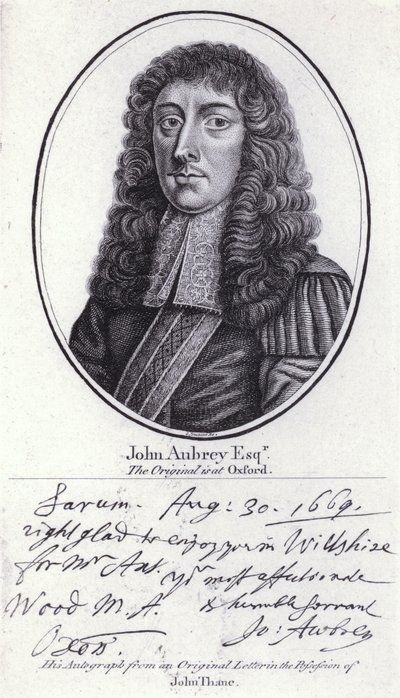 John Aubrey, antiquário inglês, filósofo natural e autor (gravura) de William (after) Faithorne