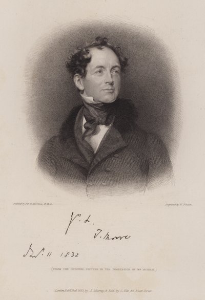Thomas Moore, poeta e biógrafo irlandês de Lord Byron (gravura) de William (after) Finden