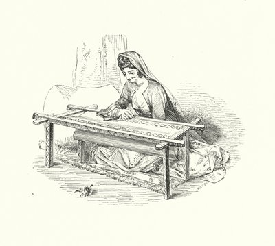 Bordado de senhora (gravura) de William (after) Harvey