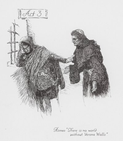 Romeu e Julieta de Shakespeare: Ato 3 (litografia) de William (after) Hatherell