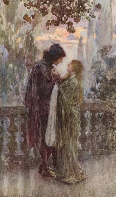 Romeu e Julieta de Shakespeare: Ato III, Cena V (litografia a cores) de William (after) Hatherell