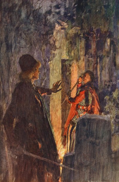 Romeu e Julieta de Shakespeare: Ato V, Cena III (litografia a cores) de William (after) Hatherell