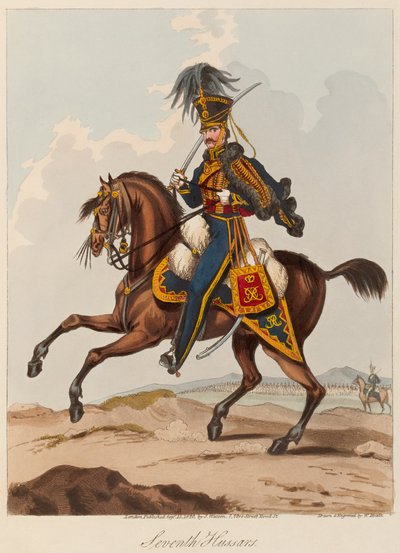 Sétimo Hussardos (aquatint, de cor) de William (after) Heath