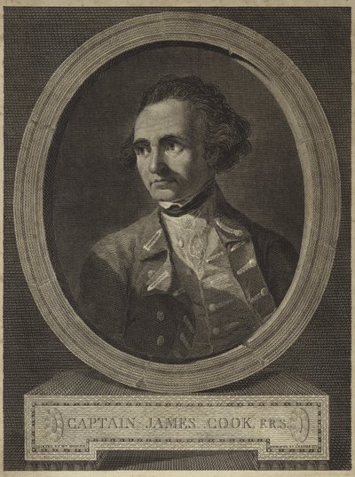 Retrato do Capitão James Cook (gravura) de William (after) Hodges