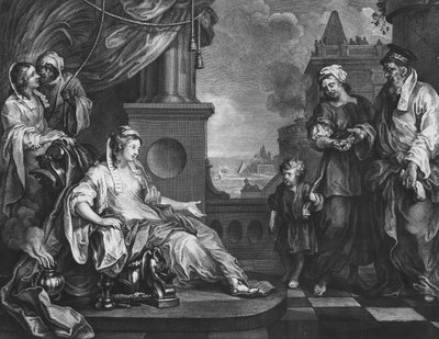 Moisés trouxe à filha do faraó, c.1752 (gravura) de William (after) Hogarth