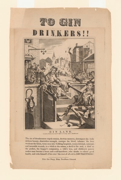 Aviso aos bebedores de gin (litho) de William (after) Hogarth