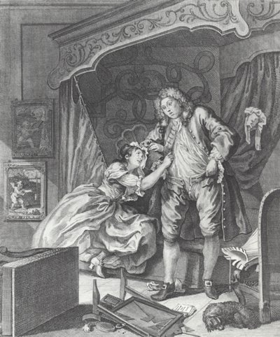 Mulher torna-se prostituta na Inglaterra do século XVIII (gravura) de William (after) Hogarth
