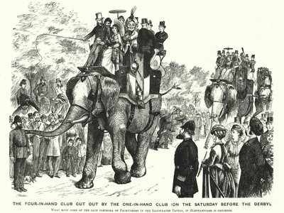 Soco cartoon: The Four-in-Hand Club Recortado pelo One-in-Hand Club (no sábado antes do Derby) (gravura) de William (after) Ralston