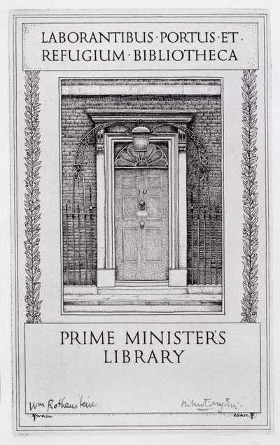 Prancha de livro para a Biblioteca do Primeiro Ministro, gravada por Robert Sargent Austin (1895-1973) (gravura) de William (after) Rothenstein