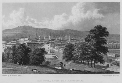 Bristol, da estrada do banho (gravura) de William (after) Westall
