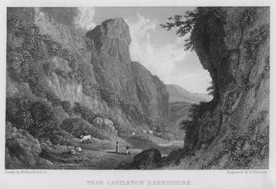 Perto de Castleton, Derbyshire (gravura) de William (after) Westall