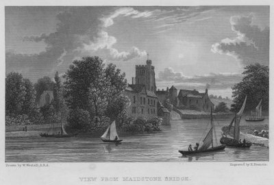 Vista da Ponte Maidstone (gravura) de William (after) Westall