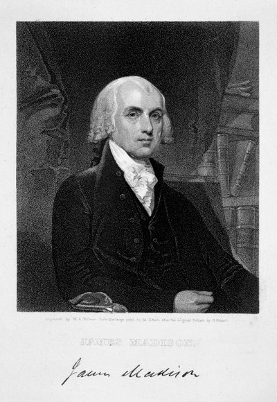 James Madison, 4º Presidente dos Estados Unidos da América, século XIX de William A Wilmer