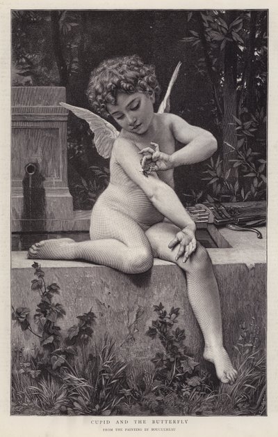 Cupido e a Borboleta (litho) de William Adolphe (after) Bouguereau