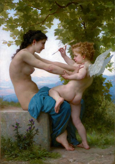 Uma jovem que se defende contra o Eros de William Adolphe Bouguereau