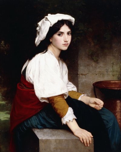 Garota italiana por uma fonte, 1870 de William Adolphe Bouguereau