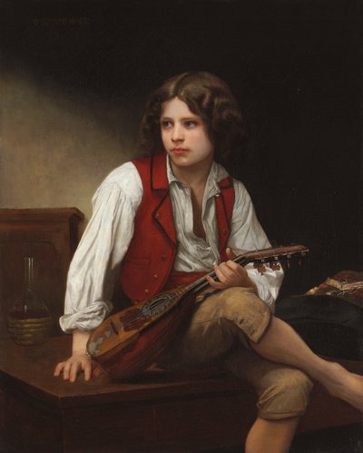 Italiano com um bandolim, 1870 de William Adolphe Bouguereau