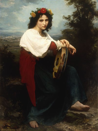 Mulher italiana com um pandeiro, 1872 de William Adolphe Bouguereau