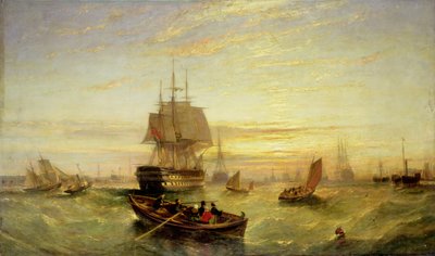 Entrada no porto de Portsmouth (óleo sobre tela) de William Adolphus Knell