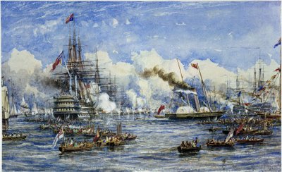 A visita de Sua Majestade ao navio-almirante em 11 de agosto de William Adolphus Knell