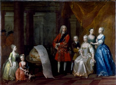 Retrato de grupo de Frederick, Príncipe de Gales, com seu irmão, o Duque de Cumberland, e suas cinco irmãs de William Aikman