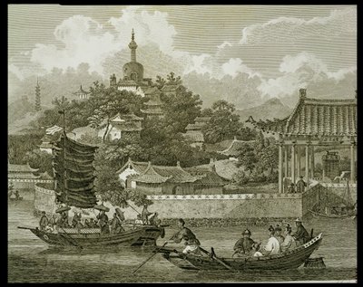 Uma vista dos jardins do palácio imperial, Pequim, detalhe, gravado por Samuel Smith, bar. por G. Nicol, 1796 de William Alexander