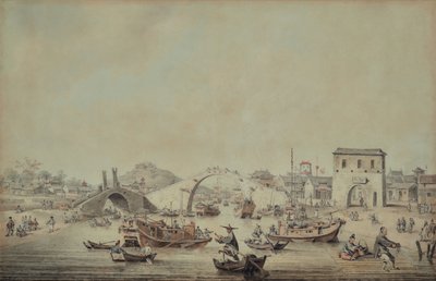 Barcaças chinesas da Embaixada se preparando para passar debaixo de uma ponte de William Alexander