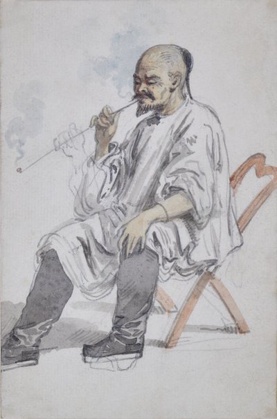 Homem chinês sentado fumando de William Alexander