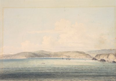 A aldeia de Almandral na baía de Valparaíso, com vista para os Andes de William Alexander