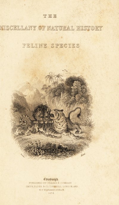 Titlepage com vinheta de um leão atacando um tigre. ,1834 (gravura) de William Alexander Forbes