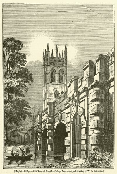 Magdalen Bridge e a Tower of Magdalen College de William Alfred Delamotte