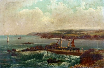 Porto de Bude, em Devon (Inglaterra). Óleo sobre tela de William Allan (1782-1850). de William Allan