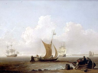 Um kaag holandês e outros navios holandeses ao largo da costa da Holanda de William Anderson