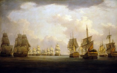 Batalha do Cabo Finisterra (Finistère), início do século XIX (óleo sobre tela) de William Anderson
