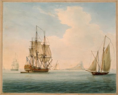 Man-of-War britânico - aquarela por W. Anderson, 1804 de William Anderson