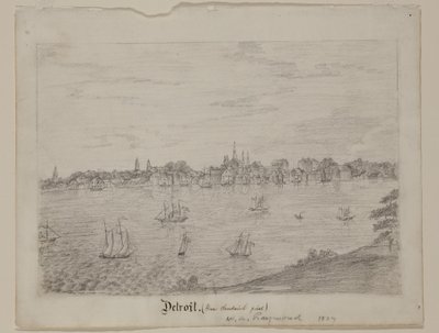 Detroit, c.1837 (lápis de grafite em papel branco wove) de William Asa Raymond