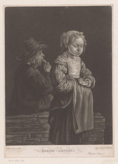 Dois órfãos com um pedaço de pão Órfãos da Paróquia (título no objeto) de William Baillie