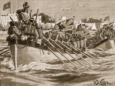 Partida das tropas britânicas de Alexandria, 1807, ilustração de &39;História Ilustrada de Cassell da Inglaterra&39; (foto sépia) de William Barnes Wollen